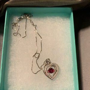 Ruby, silver dainty necklace